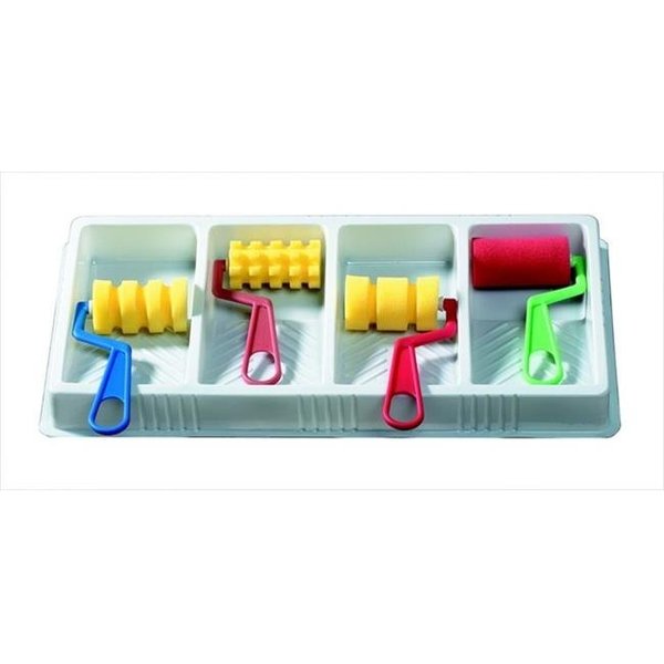 Creativity Street Creativity Street 085648 Large Foam Paint Roller Set With Paint Tray; 3 x 6 In. - Assorted Color; Set 4 85648